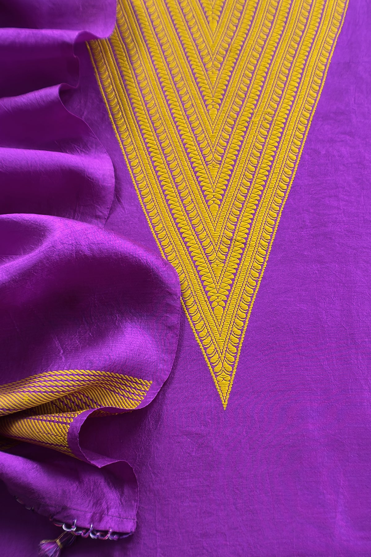 Purple Handloom Zari Weaving Silk Suit With Kora Dupatta