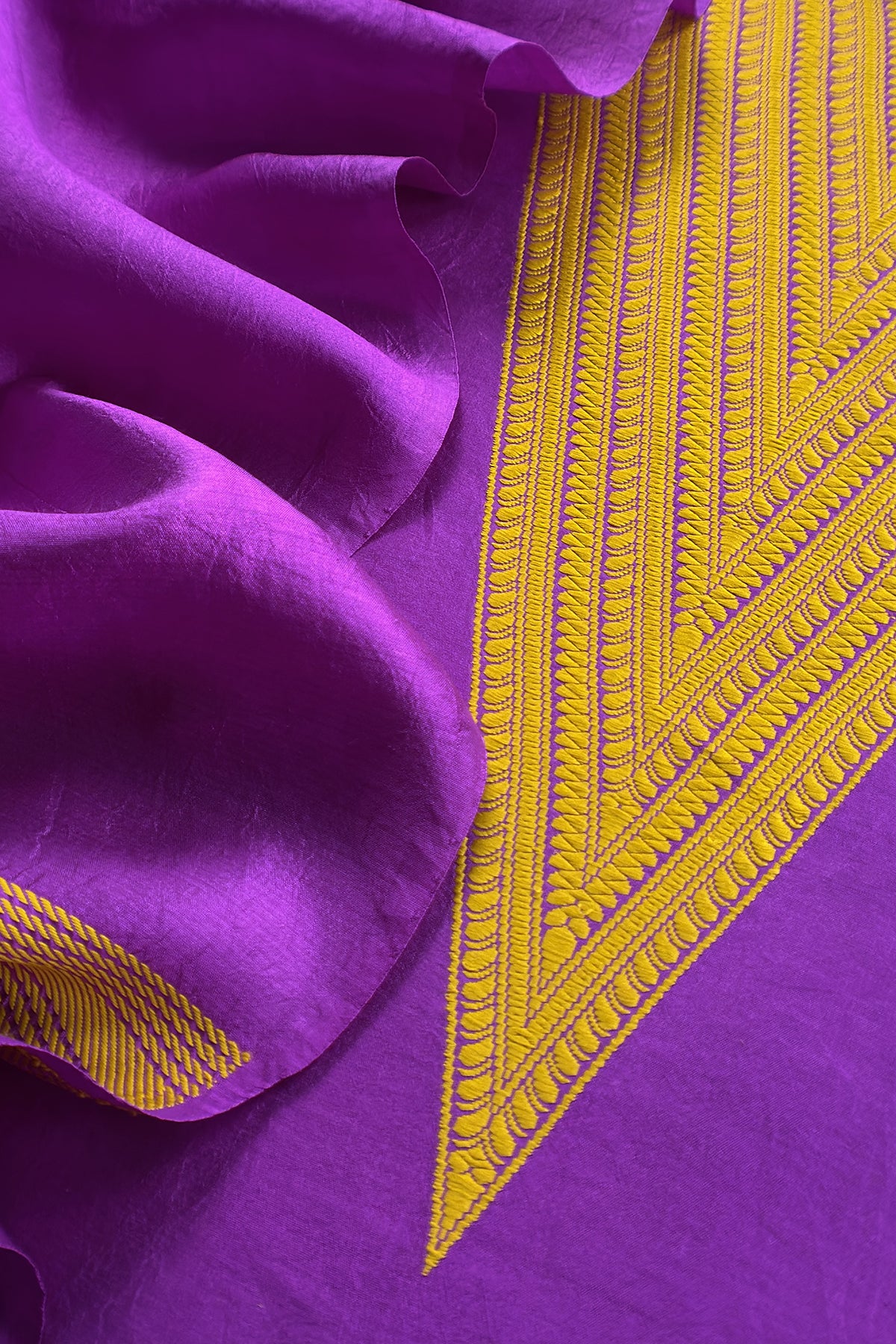 Purple Handloom Zari Weaving Silk Suit With Kora Dupatta