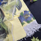 Yellow Pakistani Unstitched Suit In Mulmul Cotton With Organza Dupatta