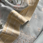 Luxe Powder Blue Handloom Tissue Silk Suit Adorned With Gold Pitta Work And Resham Embroidery