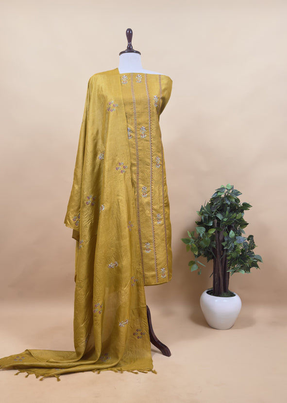 Sahiba 2025 Sangria Blue Pintuck Handloom Desi Tussar Suit With Zardosi And Resham Embroidery