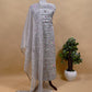 Luxe Silver Gray Pure Silk Suit And Kora Silk Dupatta With Sequins And Bharwa Embroidery