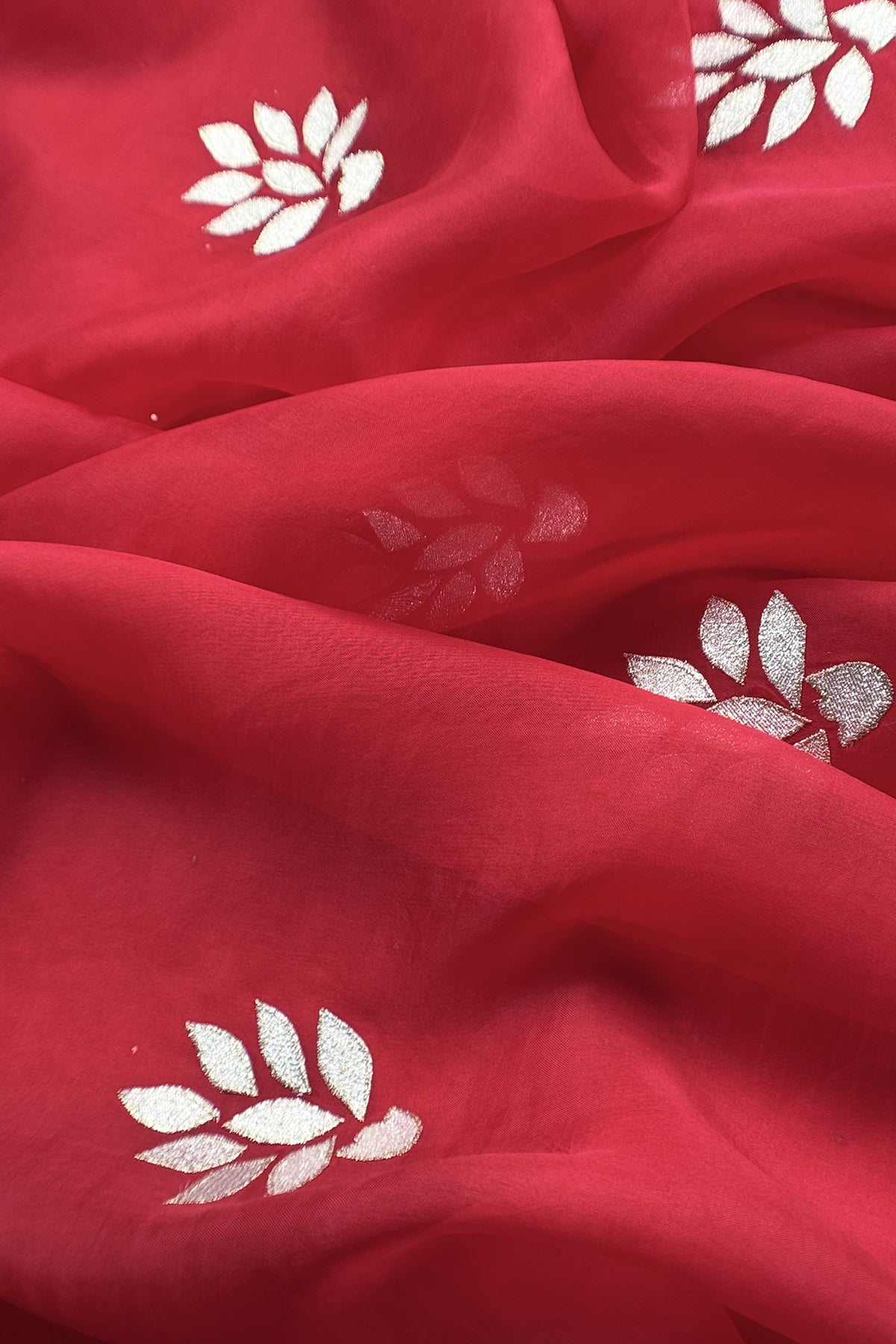Silk unstitched suit with kora silk dupatta

