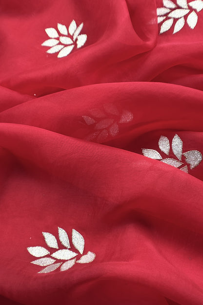 Silk unstitched suit with kora silk dupatta

