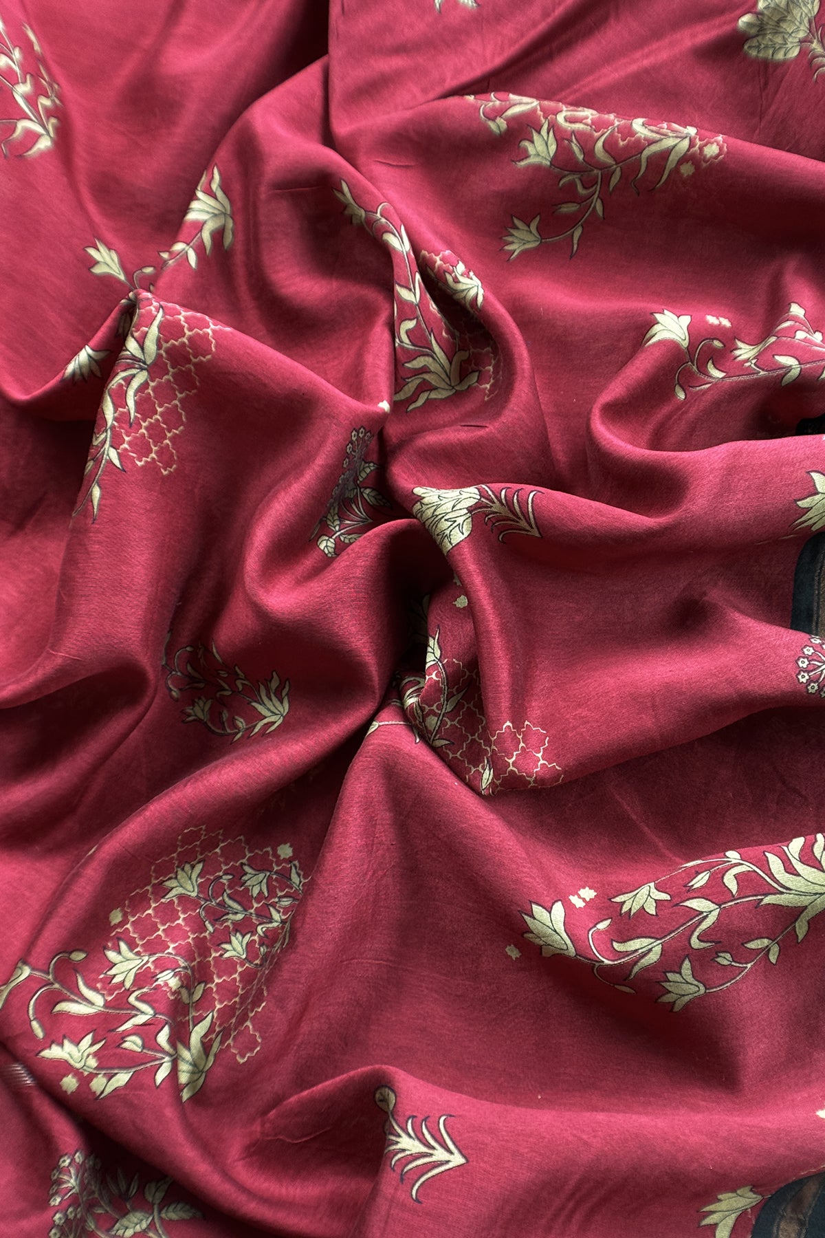 Black Maheshwari Silk Suit With Kalamkari Dupatta