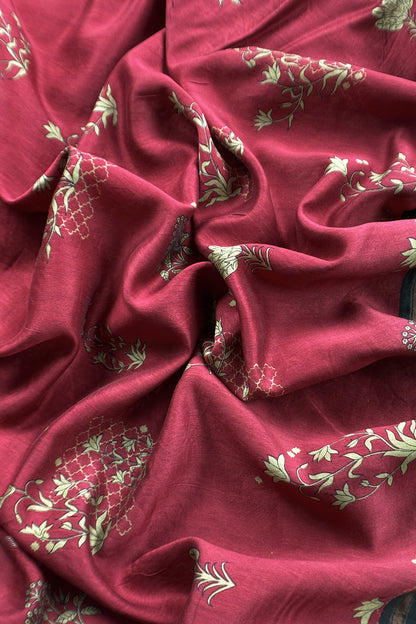 Black Maheshwari Silk Suit With Kalamkari Dupatta