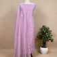 Pastel Purple Unstitched Suit with Applique Work In Linen Tissue