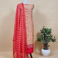Peach And Wine Pure Maheshwari Silk Patola Kurta And Leheriya Dupatta With Banarasi Bootis