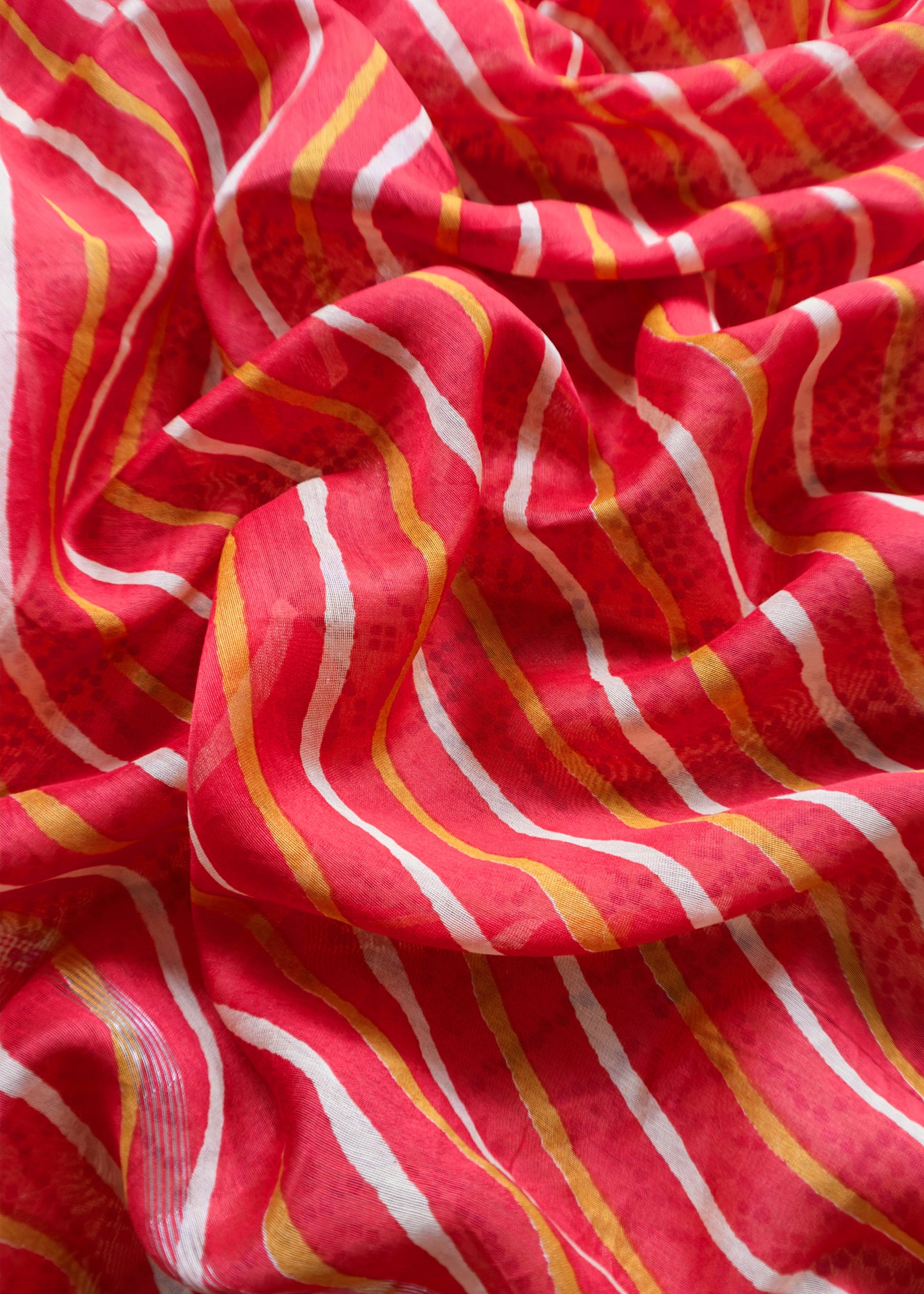 Yellow And Red Pure Maheshwari Silk Patola Kurta And Leheriya Dupatta With Banarasi Bootis