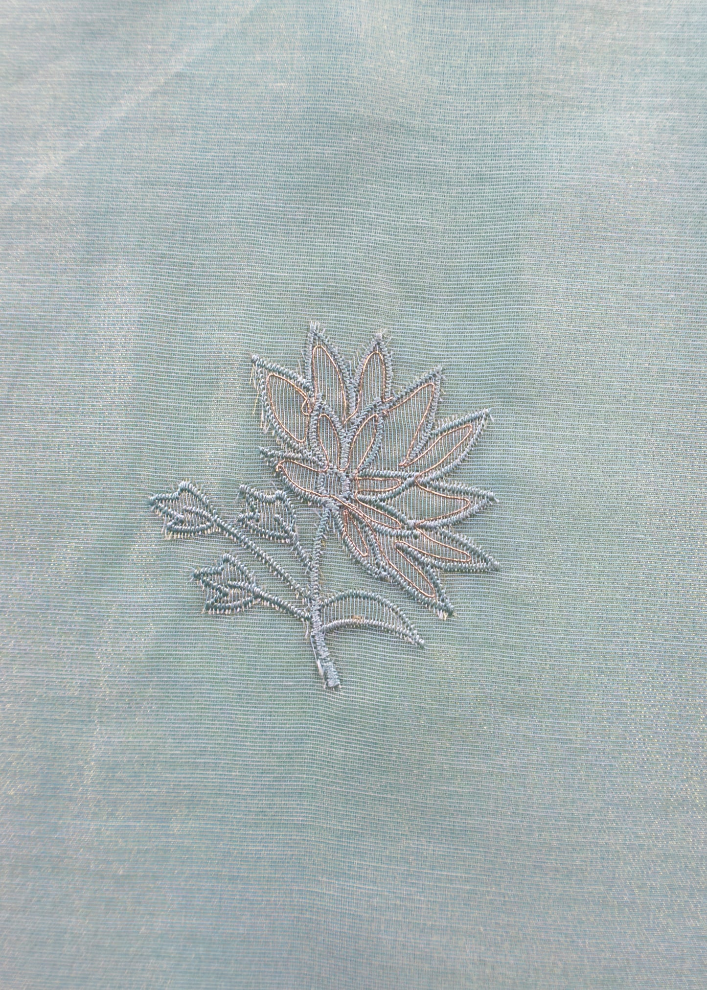 Sea Green Unstitched Suit with Applique Work In Linen Tissue