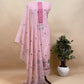 Light Pink Pichwai Jute Linen Suit Fabric With Shaded Jamdani Weaving