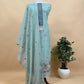Light Pink Pichwai Jute Linen Suit Fabric With Shaded Jamdani Weaving