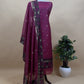 Saanjh Wine Chanderi Silk Suit Fabric With Jamdani Weaving