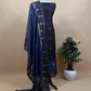 Saanjh Royal Blue Chanderi Silk Suit Fabric With Jamdani Weaving