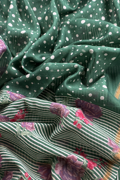 Green Pure Maheshwari Silk Suit With Dupatta