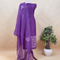 Royal Purple Handwoven Silk kurta And Kora Silk Dupatta With Pitta And Appliqué Work