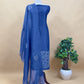 Royal Blue Handwoven Silk kurta And Kora Silk Dupatta With Pitta And Appliqué Work