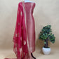 Pink Brocade Kurta With Organza Dupatta