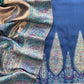 Blue Premium Kani Silk Unstitched Suit With Dupatta