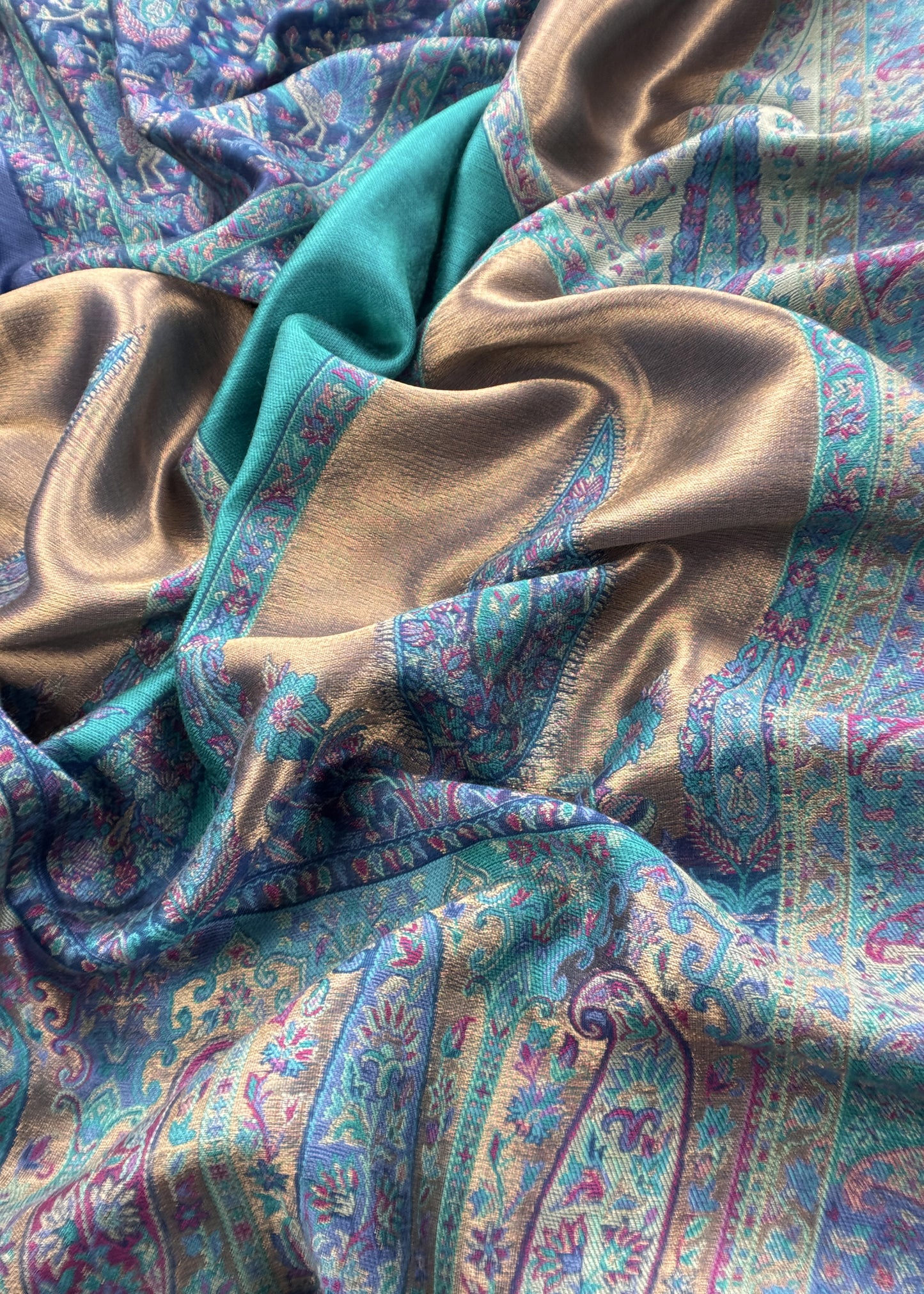 Blue Premium Kani Silk Unstitched Suit With Dupatta