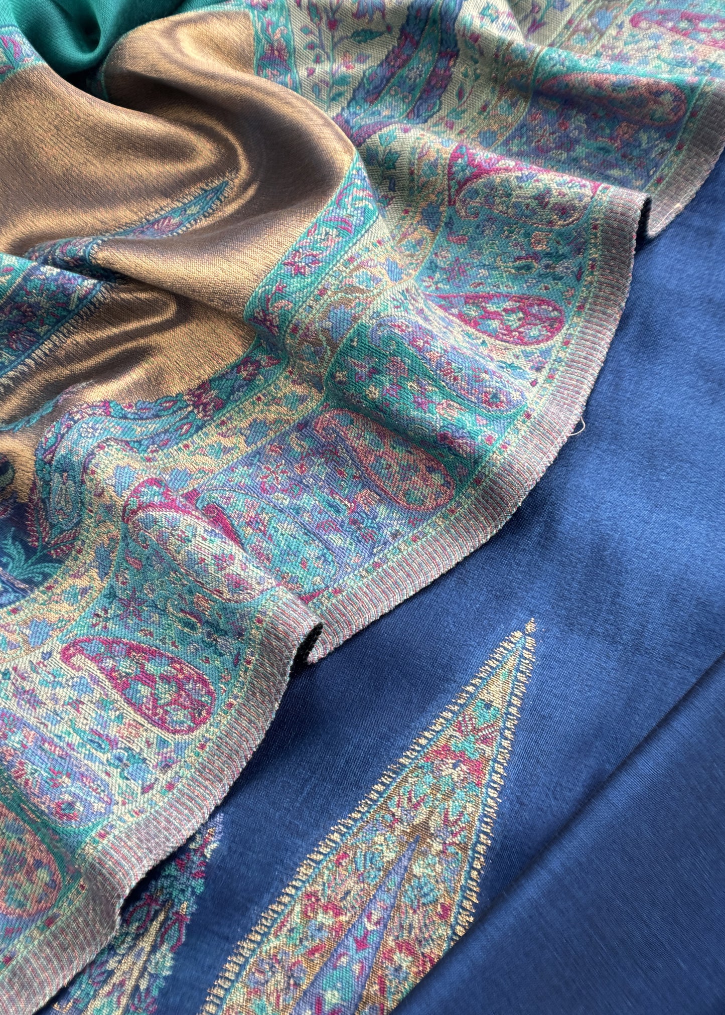 Blue Premium Kani Silk Unstitched Suit With Dupatta