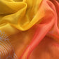 Yellow And Orange Chiniya Silk Kurta And Ombré Kora Silk Dupatta With Handwork