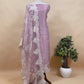 Luxe Dusky Blush Pink Pure Kora Silk Suit With Brushprint And French Thread Embroidery