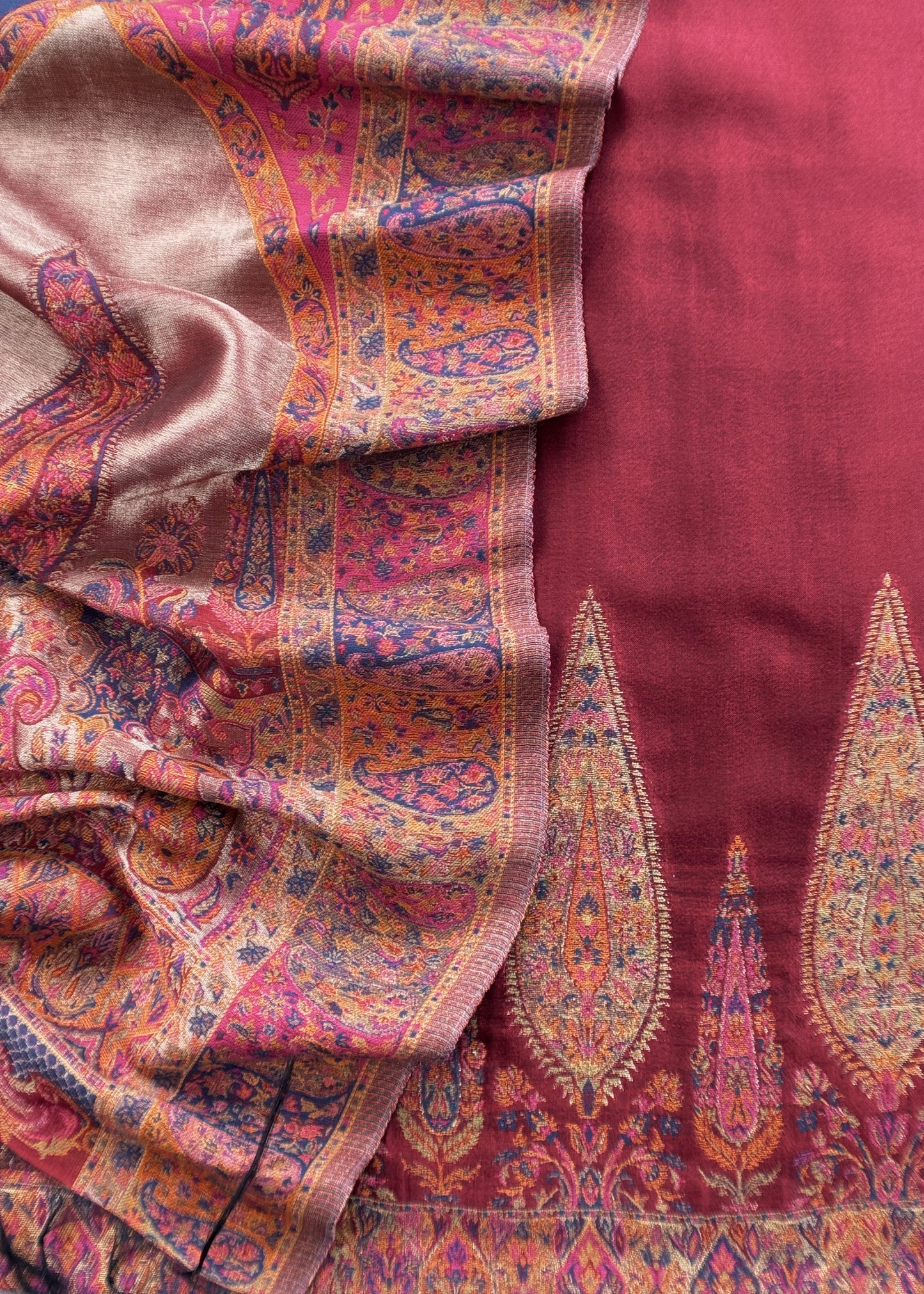 Red Premium Kani Silk Unstitched Suit With Dupatta