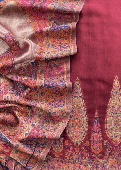 Red Premium Kani Silk Unstitched Suit With Dupatta