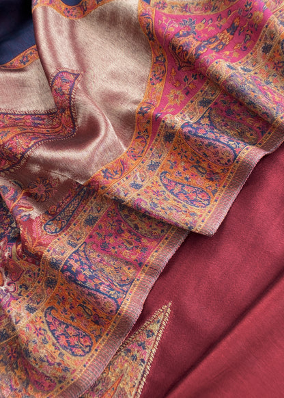 Red Premium Kani Silk Unstitched Suit With Dupatta