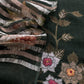Forest Green Kora Silk Suit Fabric With Appliqué Work And Hand Embroidery