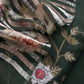 Forest Green Kora Silk Suit Fabric With Appliqué Work And Hand Embroidery