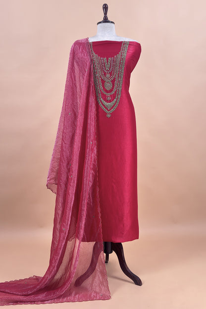 Premium quality silk suit with tissue silk dupatta


