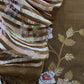 Wood Brown Kora Silk Suit Fabric With Appliqué Work And Hand Embroidery