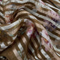 Wood Brown Kora Silk Suit Fabric With Appliqué Work And Hand Embroidery