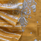 Luxe Yellow Silk Suit Fabric And Organza Panel Dupatta With Dabka, Dori And Zardosi Handwork