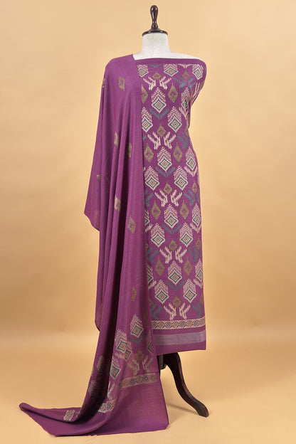 Lilac Winters Pure Wool Unstitched Suit Fabric with Aari Embroidery