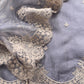 Luxe English Grey Blue Pure Kora Silk Suit With Brushprint And French Thread Embroidery