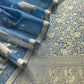 Royal Blue Brocade Kurta With Organza Dupatta