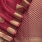 Pink Brocade Kurta With Organza Dupatta