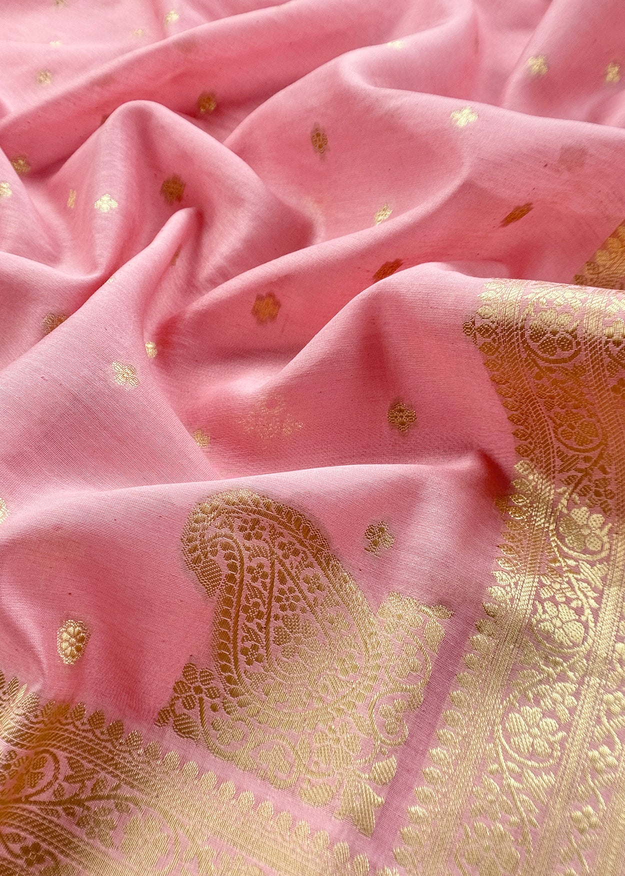 Pink Premium Banarasi Chanderi Silk Unstitched Suit With Dupatta