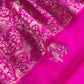Rani Pink Chidiya Handloom Katan Silk Suit Fabric With Kadwa Weaving