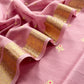 Mauve Pink Handloom Banarasi Chanderi Silk Suit With Zari Weavnig