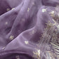 Luxe The Purple Pure Kora Silk Suit With Gold And Silver Pitta Handwork