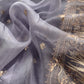 Luxe The Voilet Affair Pure Kora Silk Suit With Gold And Silver Pitta Handwork