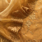 Yellow Embroidered Organza Silk Unstitched Suit With Bandhani Dupatta