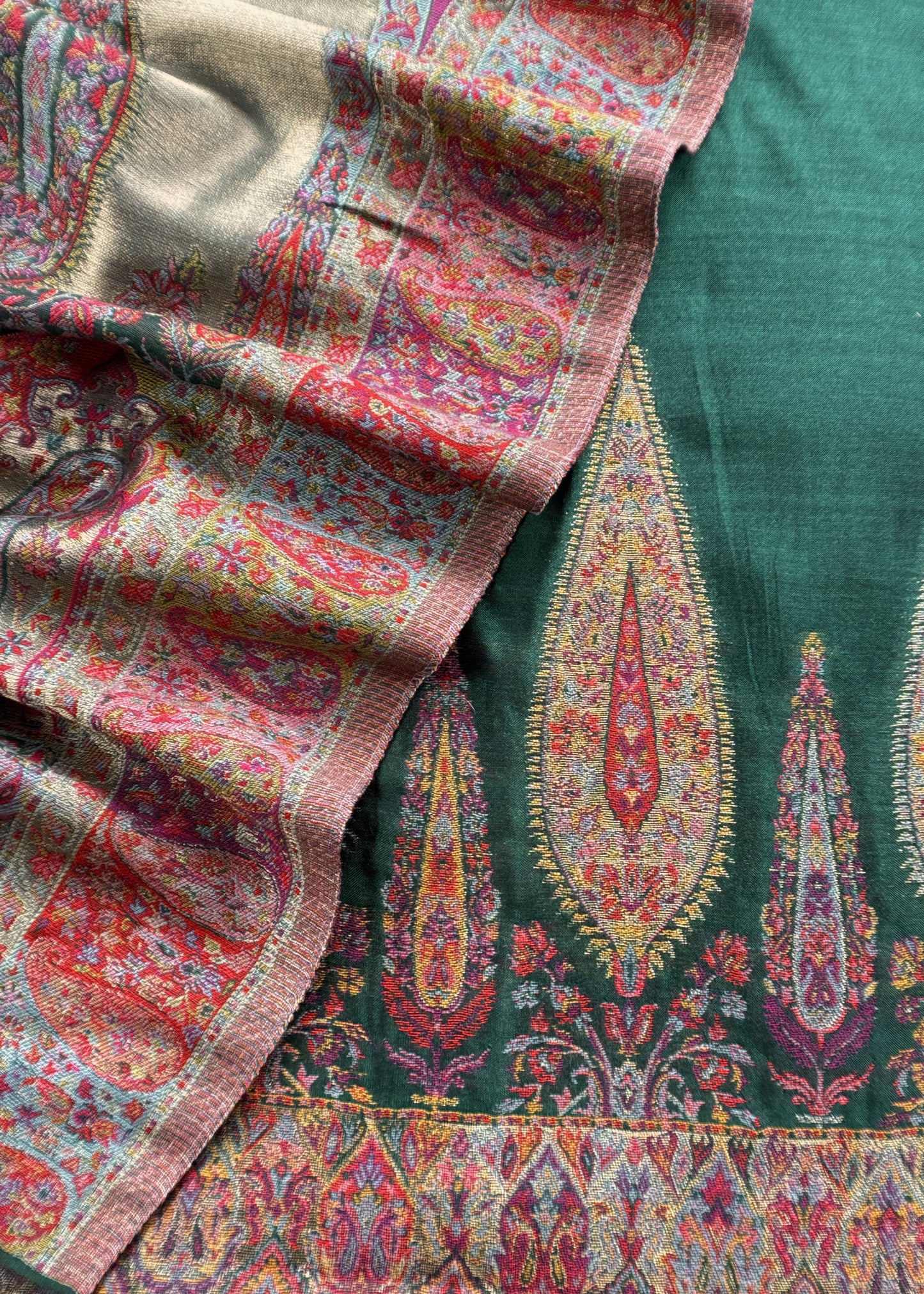 Green Premium Kani Silk Unstitched Suit With Dupatta