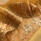 Yellow Embroidered Organza Silk Unstitched Suit With Bandhani Dupatta