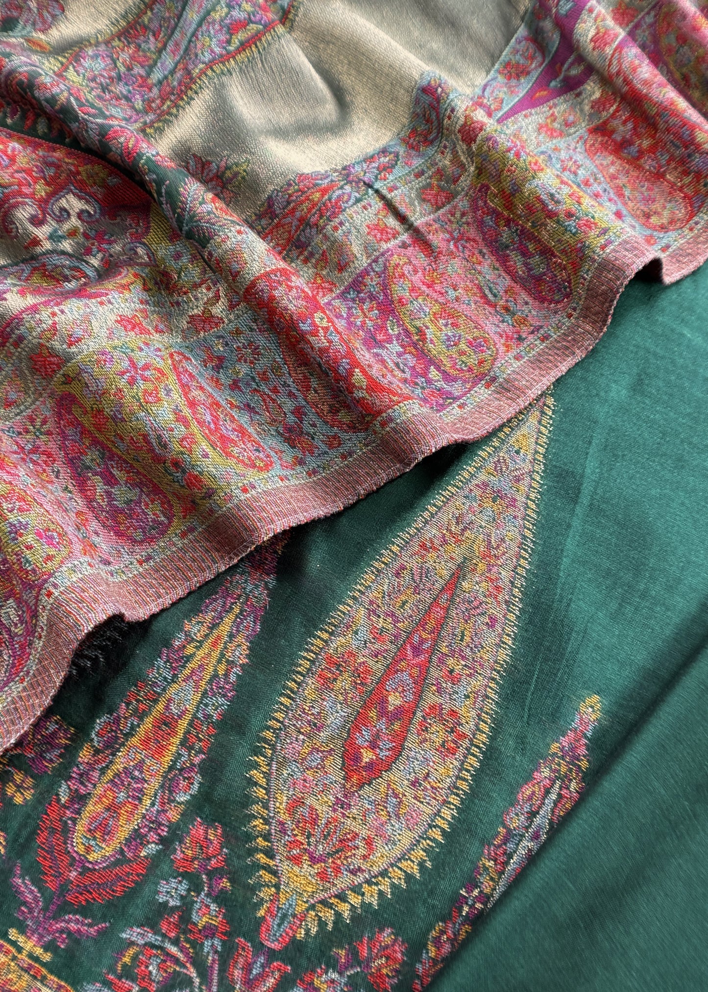 Green Premium Kani Silk Unstitched Suit With Dupatta