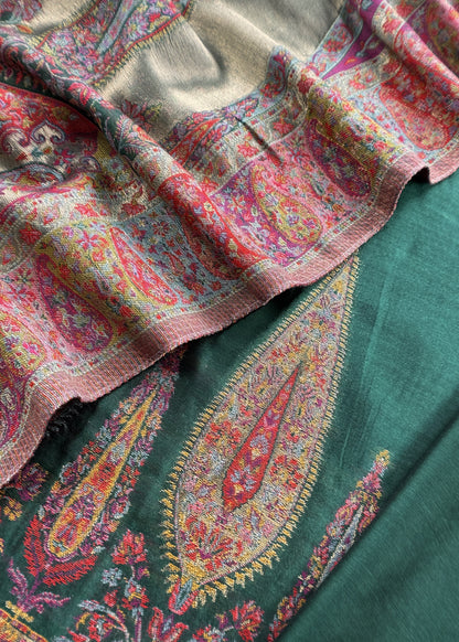 Green Premium Kani Silk Unstitched Suit With Dupatta